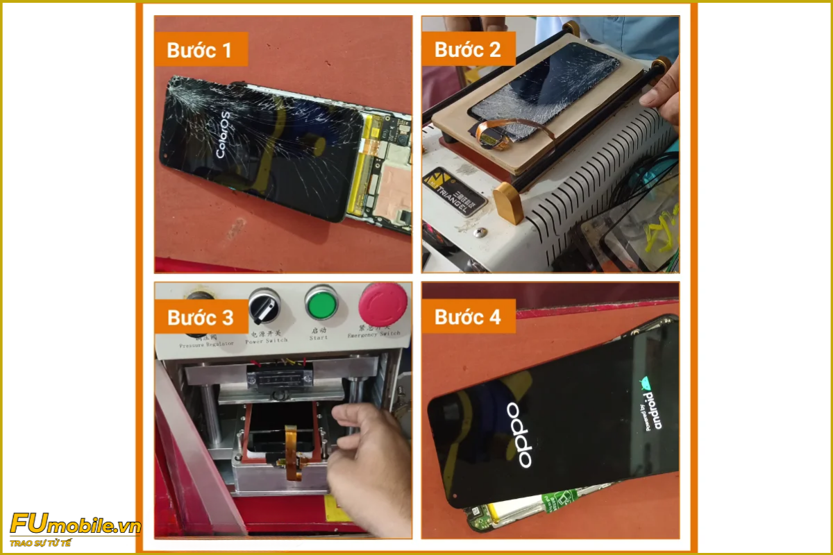 Quy trình ép kính OPPO A76