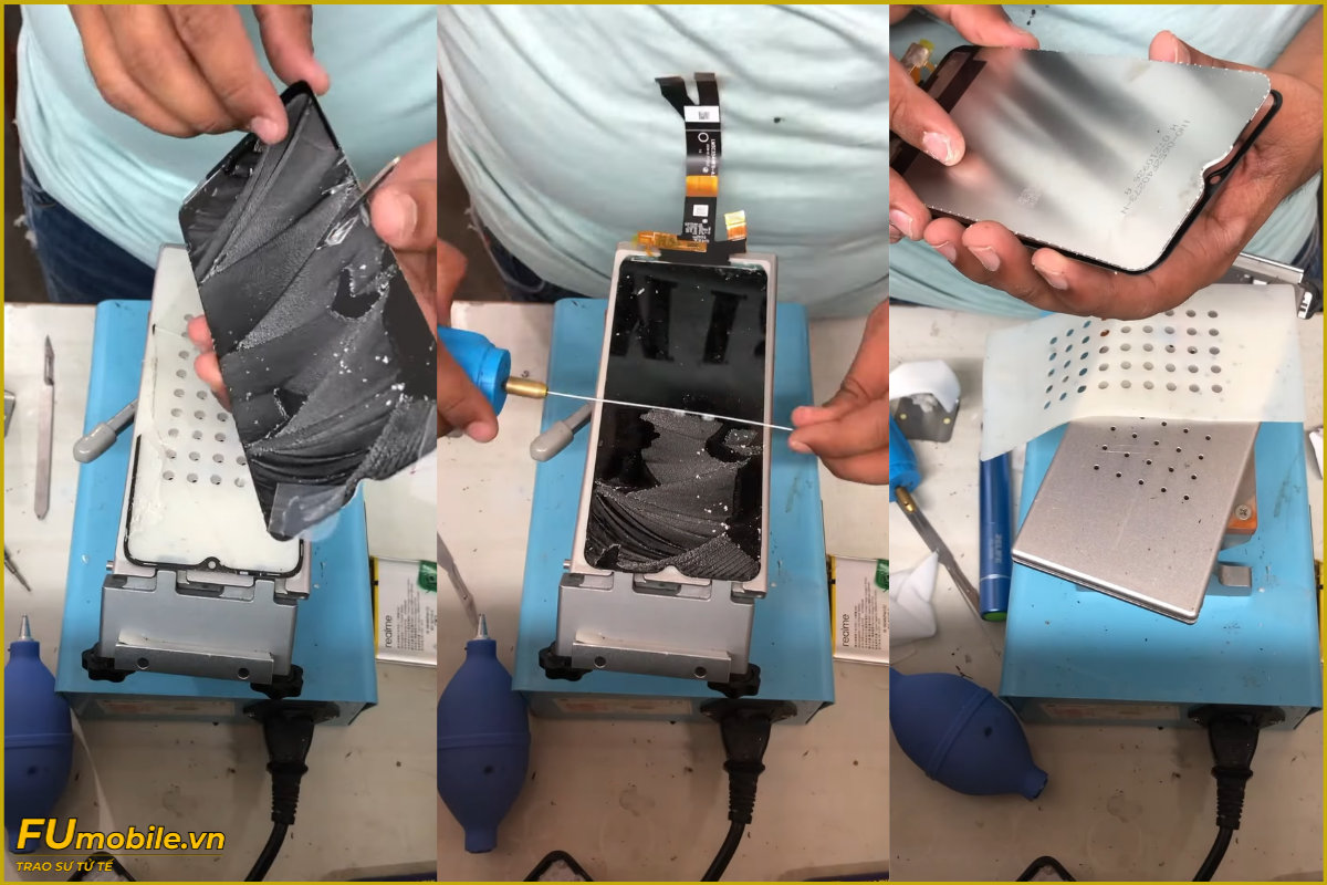 Quy trình ép kính Realme Note 50