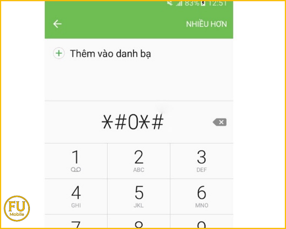 Nhập mã để hiện bảng menu kiểm tra màu